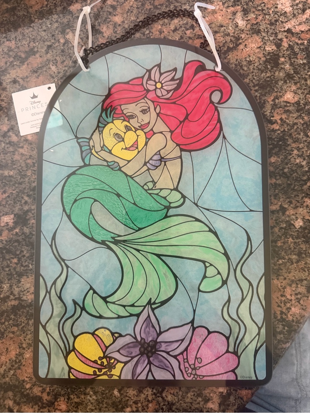 Disney Ariel Stained Glass Style Wall Art - Red, Green, Yellow